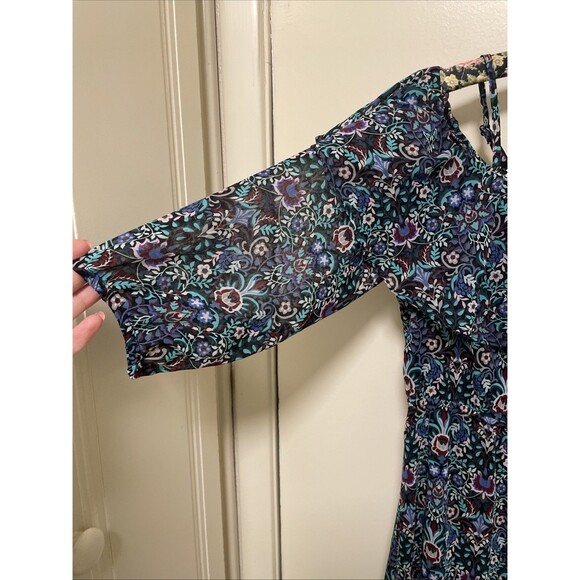 Vintage The Limited Off Shoulder Floral Ruffle Maxi Dress Peasant Style - Picture 2 of 8